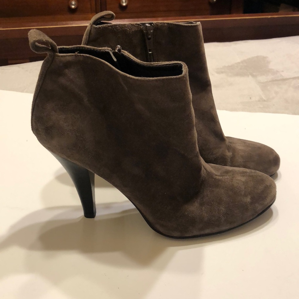 Nine West Brown Leather Suede Heeled Booties Size 8-1/2